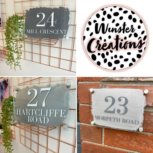 House Name/Number High Quality Acrylic Outdoor Or Inside Sign Including Fixtures & Standoffs - Assorted Colours & Fonts (See Images)