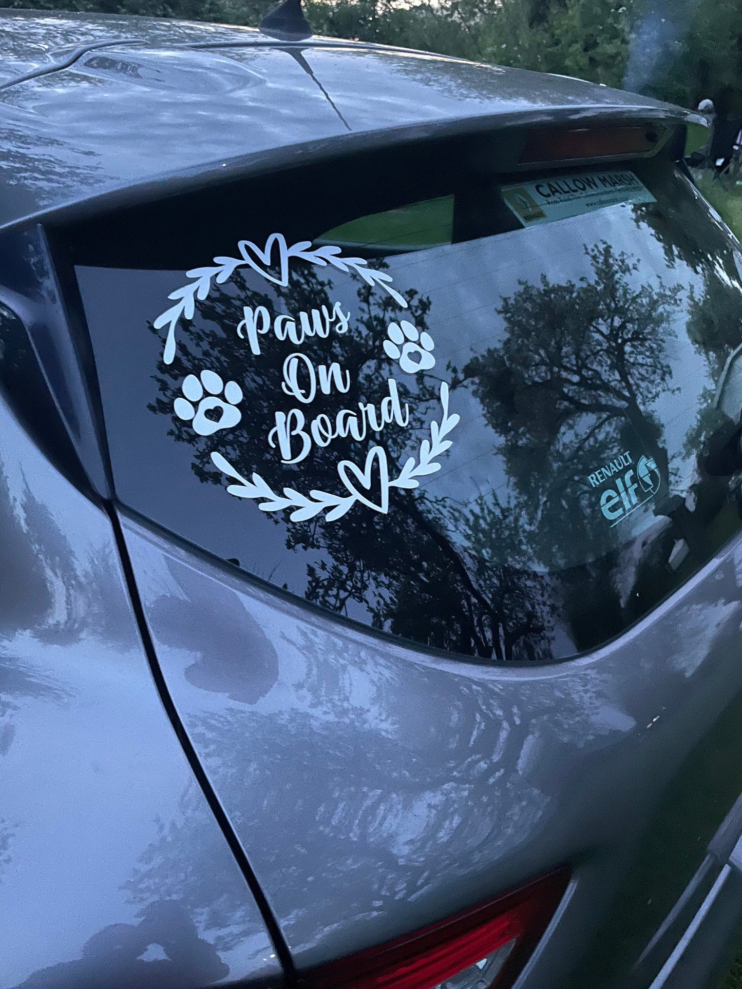 Paws On Board Heart Wreath Car Window Sticker