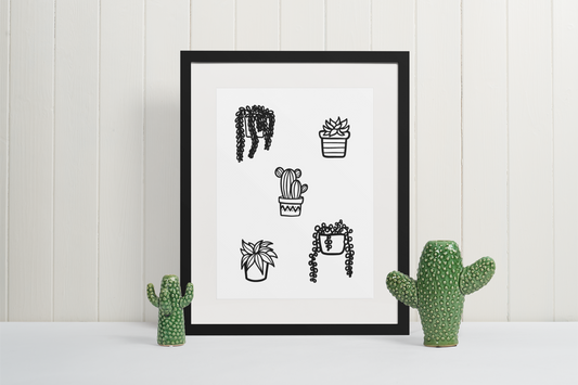 5 Plants Plant Obsessed Humorous Home Wall Decor Print