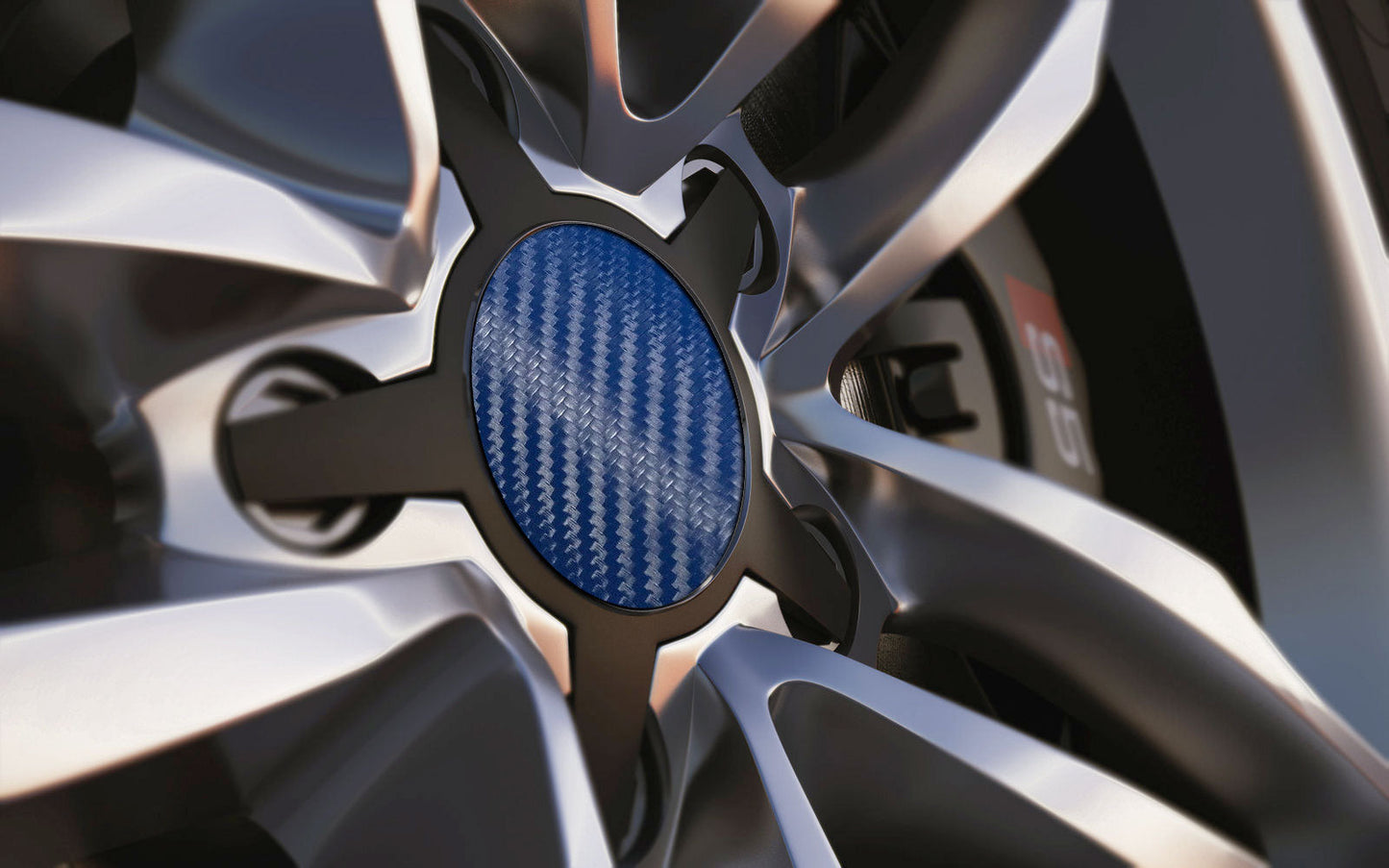 Blue Carbon Standard Universal Fit Alloy Wheel Centre Cap Badges (Pack of 4)