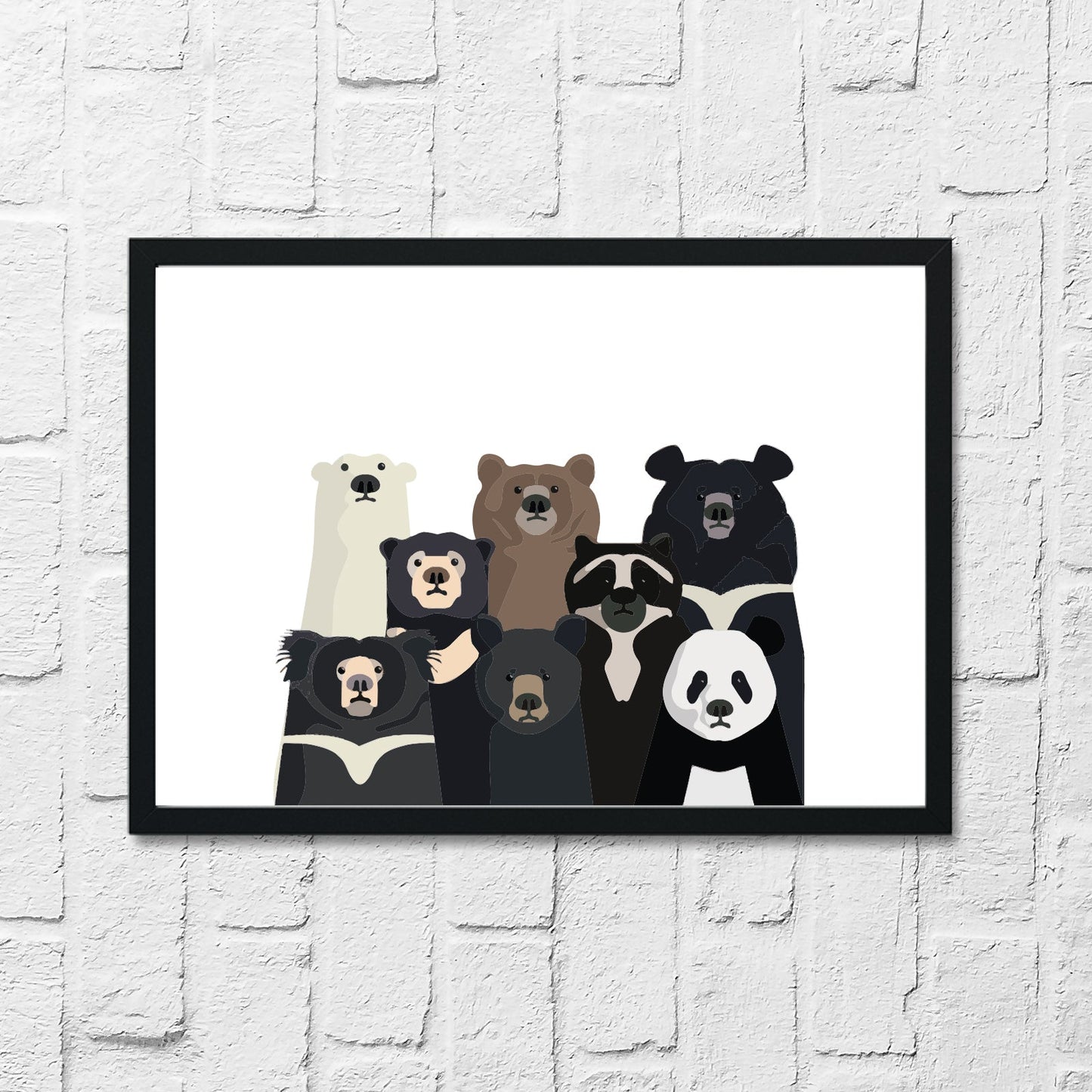 Bear Family Portrait Animal Nursery Children's Home Living Room Wall Decor Print