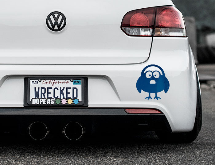 Funny Cartoon Bird Bumper Car Sticker