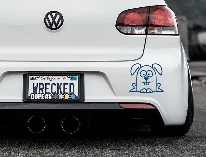 Funny Cartoon Rabbit Bumper Car Sticker