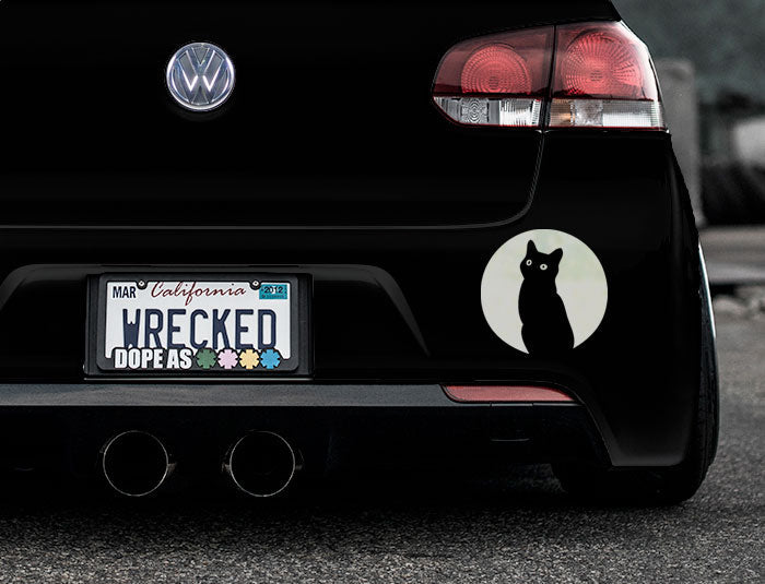 Moon Cat Bumper Car Sticker