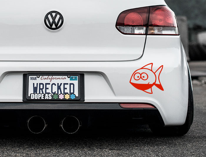 Funny Cartoon Fish Bumper Car Sticker
