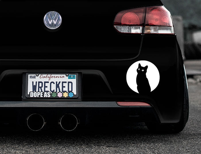 Moon Cat Bumper Car Sticker