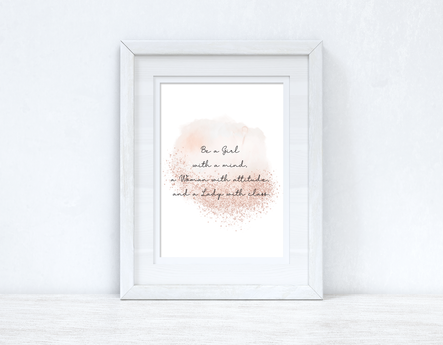 Be A Girl With A Mind Rose Gold Inspirational Wall Home Decor Print