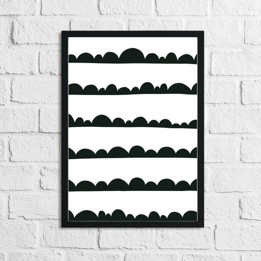 Scandinavian Cloud Lines Pattern Children's Nursery Bedroom Wall Decor Print