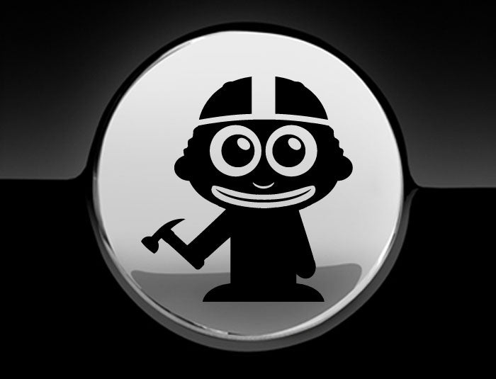 Adorable Construction Worker Fuel Cap Car Sticker