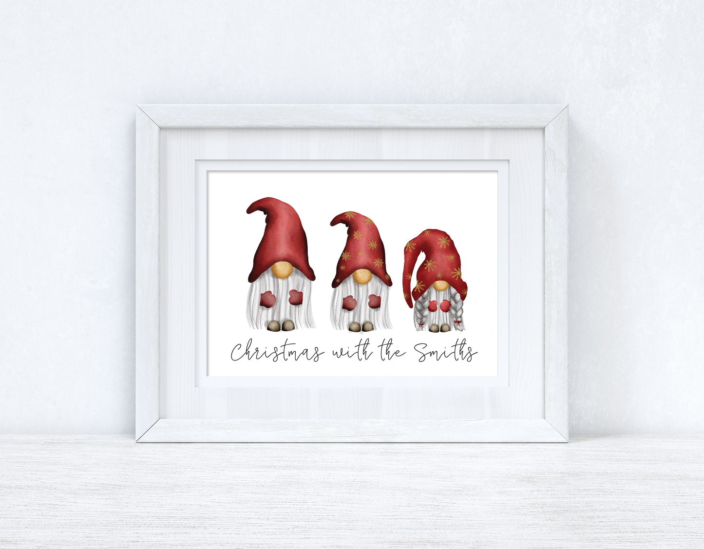 Personalised Gnomes Family Wording Christmas Seasonal Wall Home Decor Print