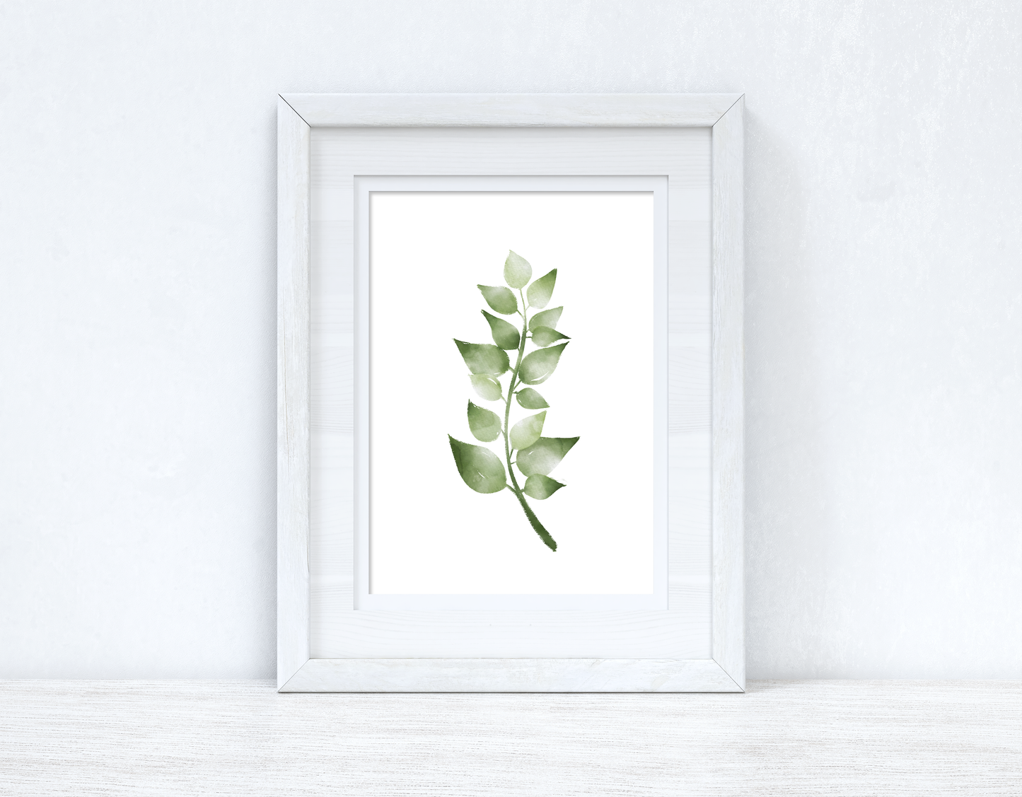 Greens Watercolour Leaves 2 Bedroom Home Wall Decor Print