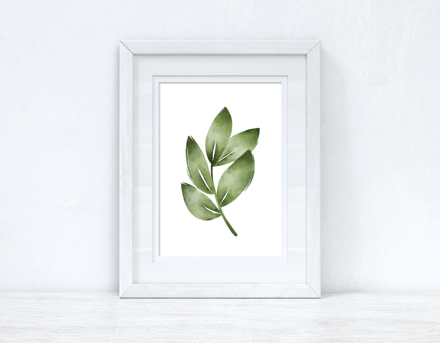 Greens Watercolour Leaves Bedroom Home Wall Decor Print