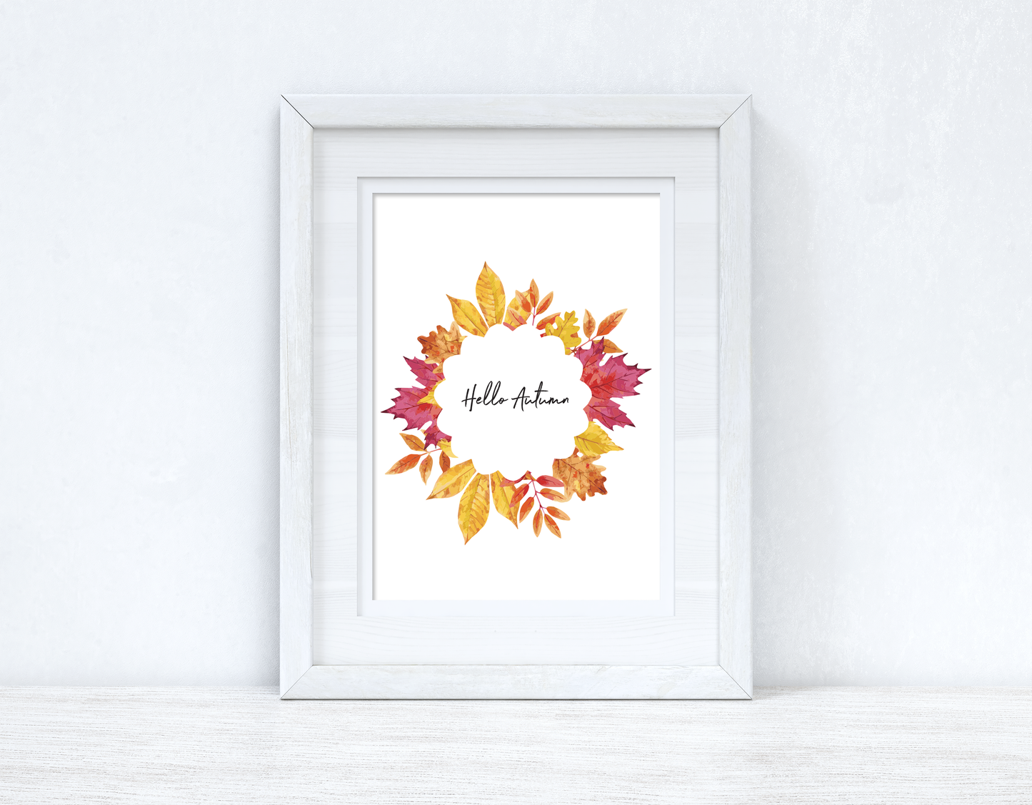 Hello Autumn Wreath Autumn Seasonal Wall Home Decor Print