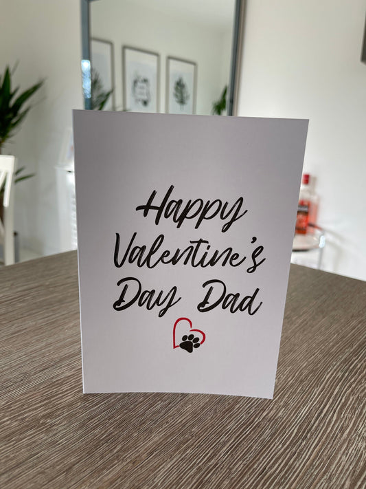 Happy Valentines Dad OR Mum Pet Dog Cat Valentines Day Funny Humorous Hammered Card & Envelope