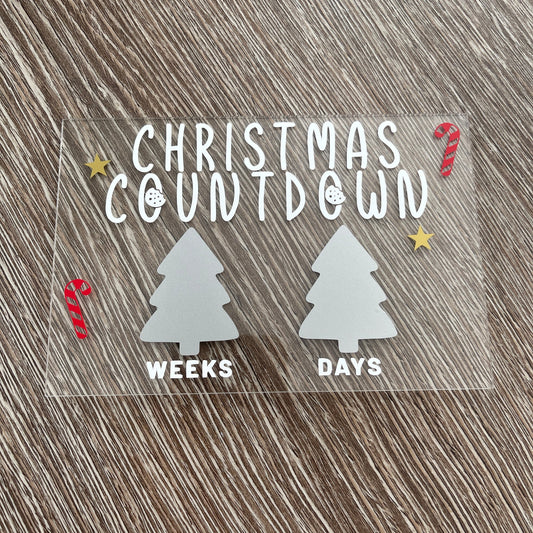 Christmas Countdown Weeks & Days 10x15cm Magnetic Clear Acrylic Whiteboard Sign Plaque & Drywipe Pen