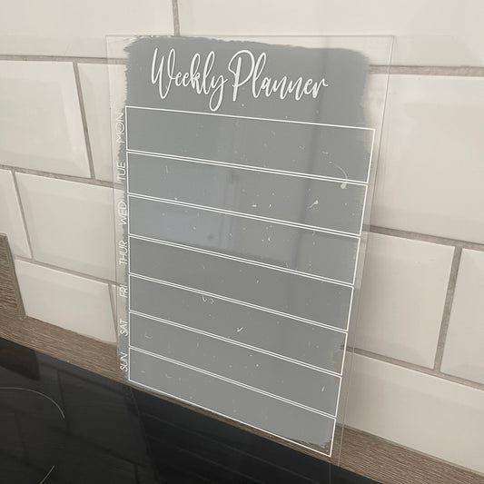 Weekly Planner Splatter Painted A4 Clear Acrylic Wipeable Sign With Drywipe Pen