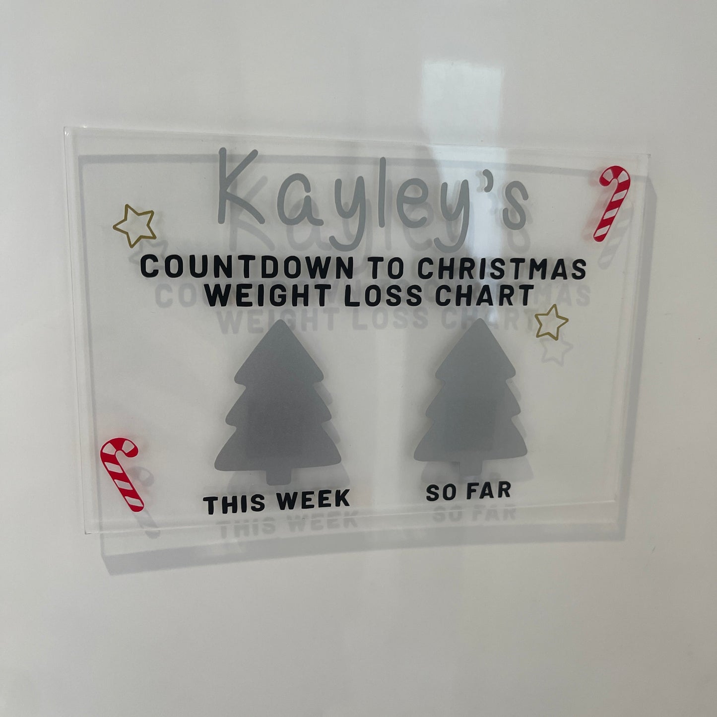 Personalised Name 10x15cm Magnetic Clear Acrylic Christmas Countdown Whiteboard Weight Loss Journey Sign Plaque & Drywipe Pen
