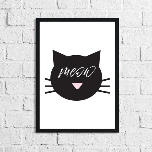 Meow Cat Face Animal Wall Decor Simple Print