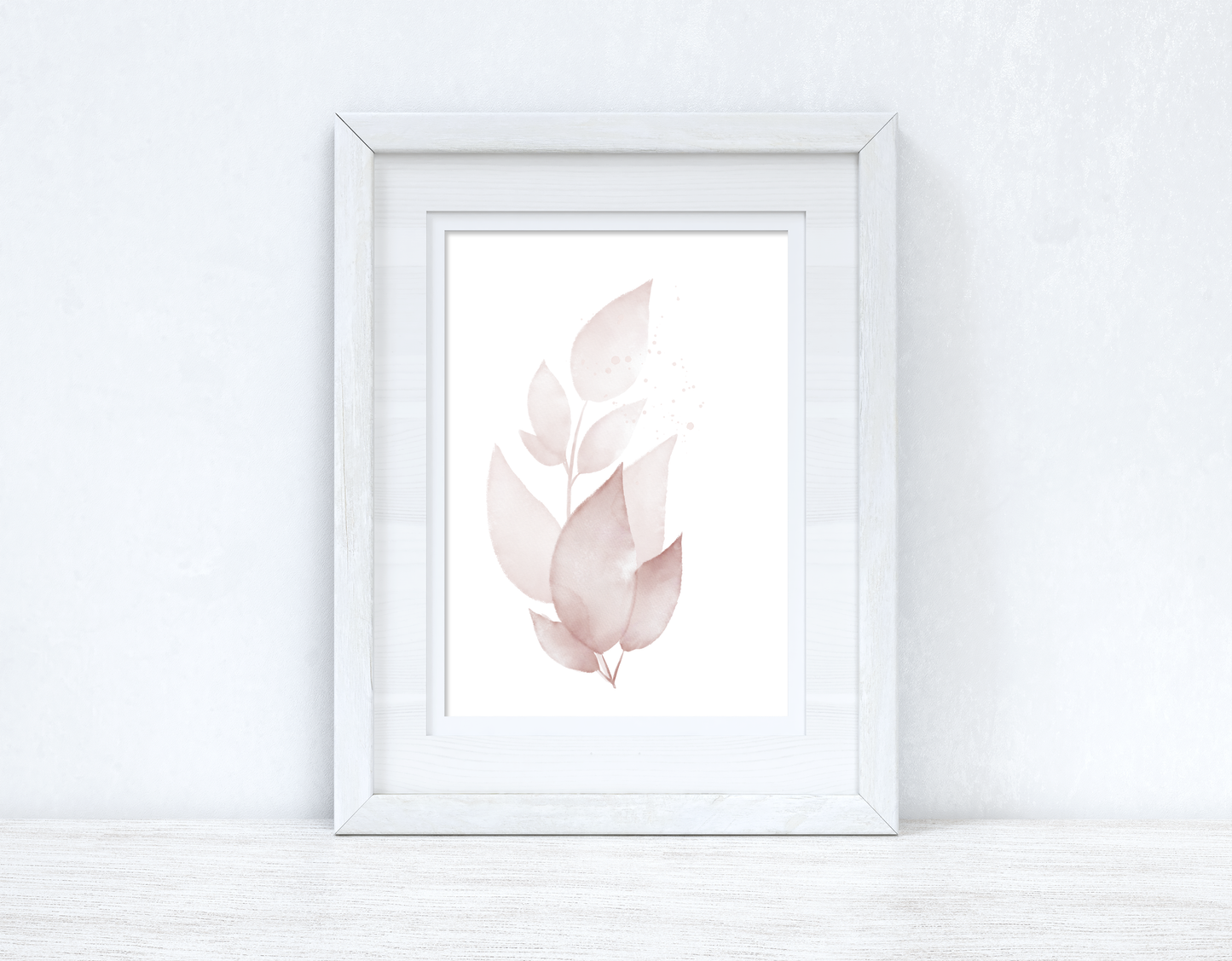 Natural Pinks Watercolour Leaves 5 Bedroom Home Wall Decor Print