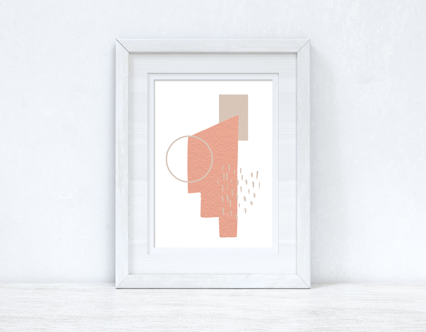 Peach Pink & Beige Abstract 3 Colour Shapes Home Wall Decor Print