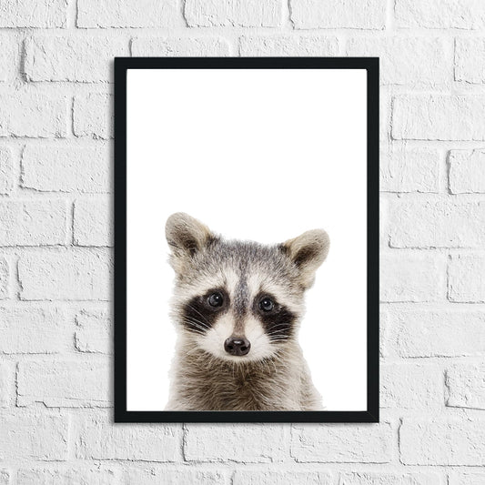 Raccoon Animal Woodlands Nursery Children's Room Wall Decor Print