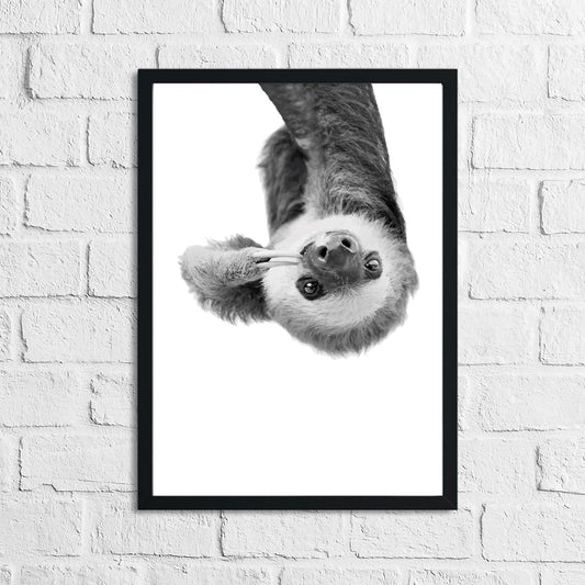 Hanging Sloth Black & White Animal Nursery Children's Room Wall Decor Print (Get it fast)