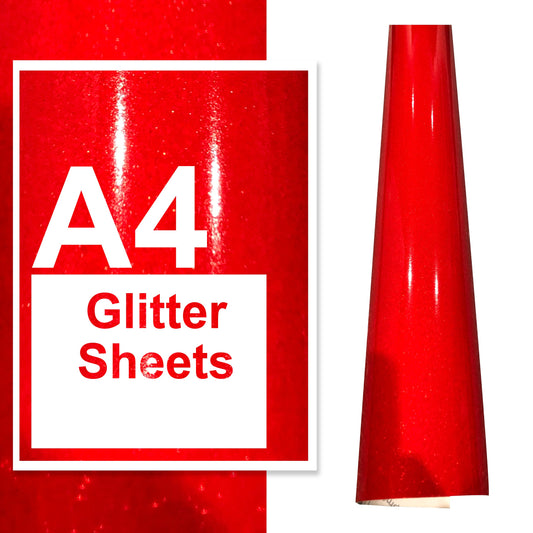 A4 A3 A2 Glitter Vinyl Sheets Red