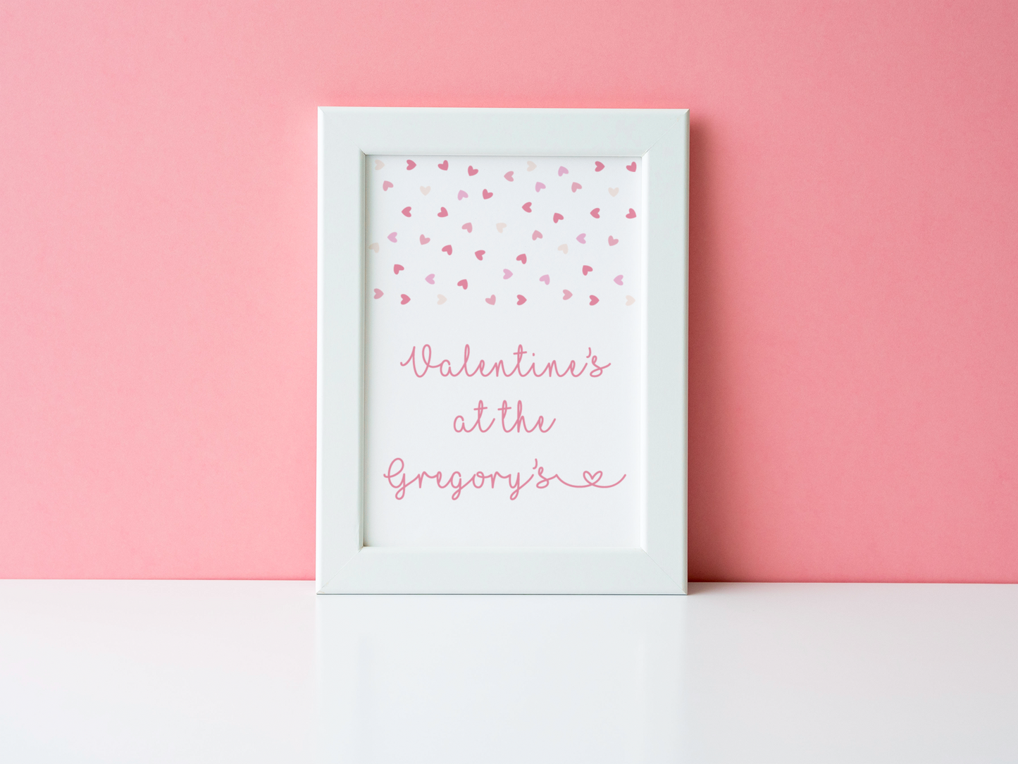 Valentine's At Surname Hearts Valentine's Day Home Wall Decor Print