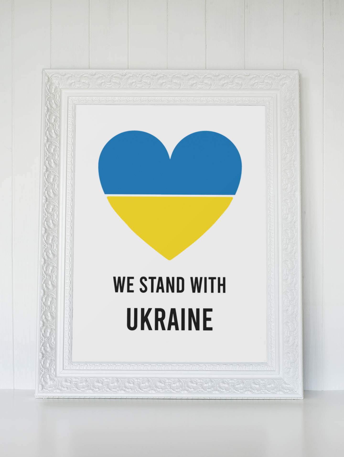We Stand With Ukraine Heart Flag Print Room Wall Decor A4 Print - Donation To Ukraine Humanitarian Appeal