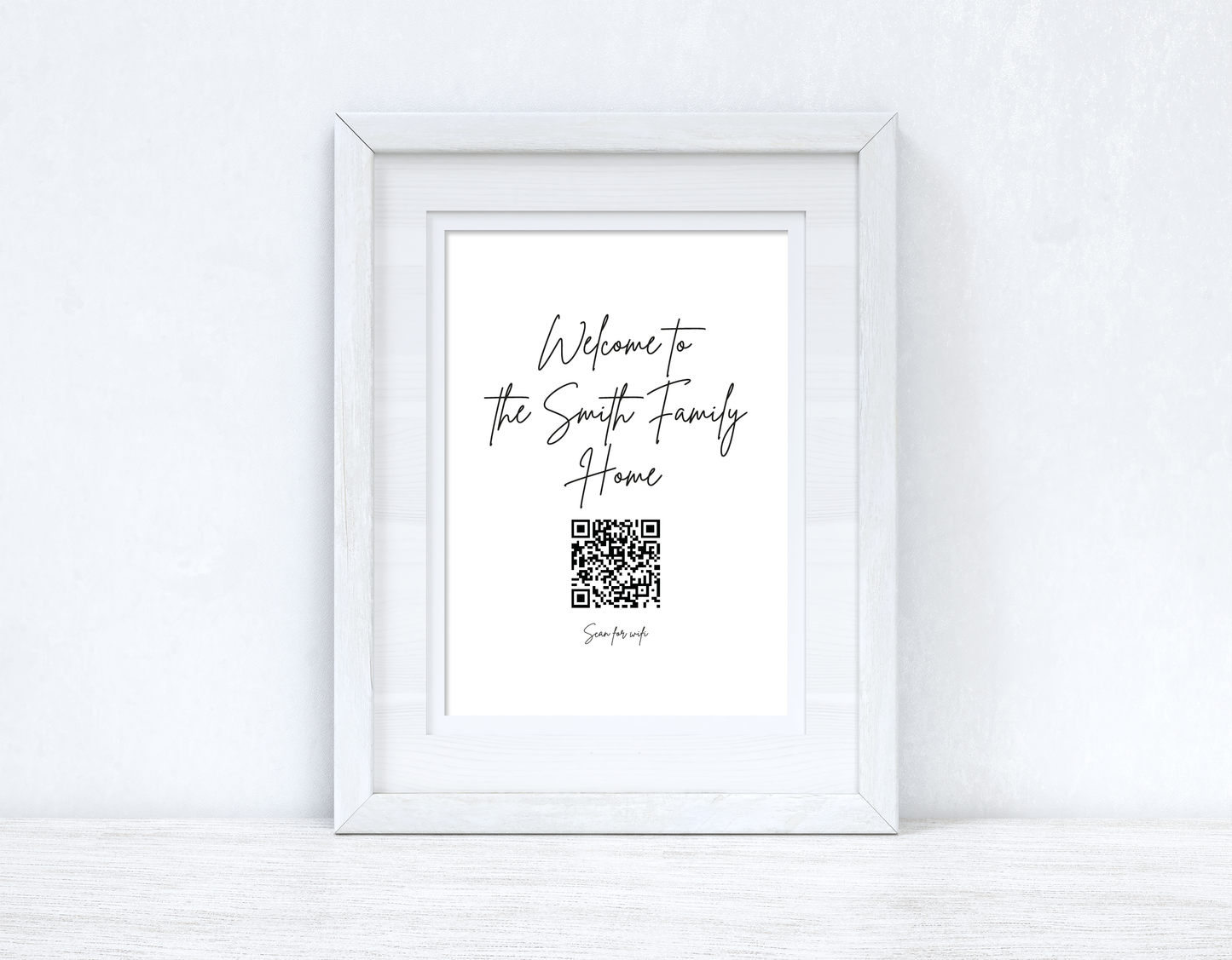 Welcome To The Surname Family Home Wifi QR Scan Home Wall Decor Print