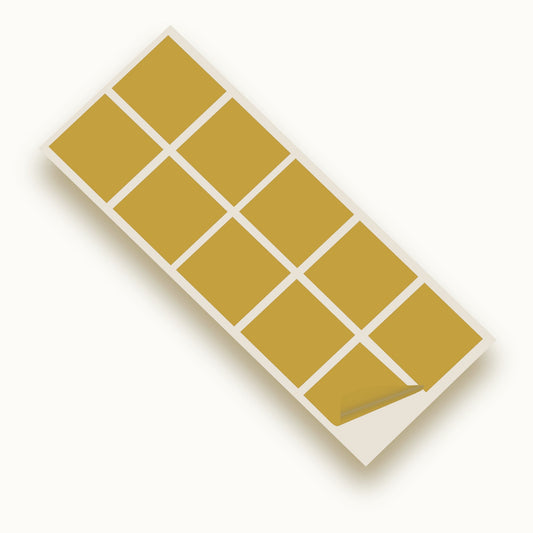 Gold Matte 100mm SQ Vinyl Wall Tile Stickers Kitchen & Bathroom Transfers