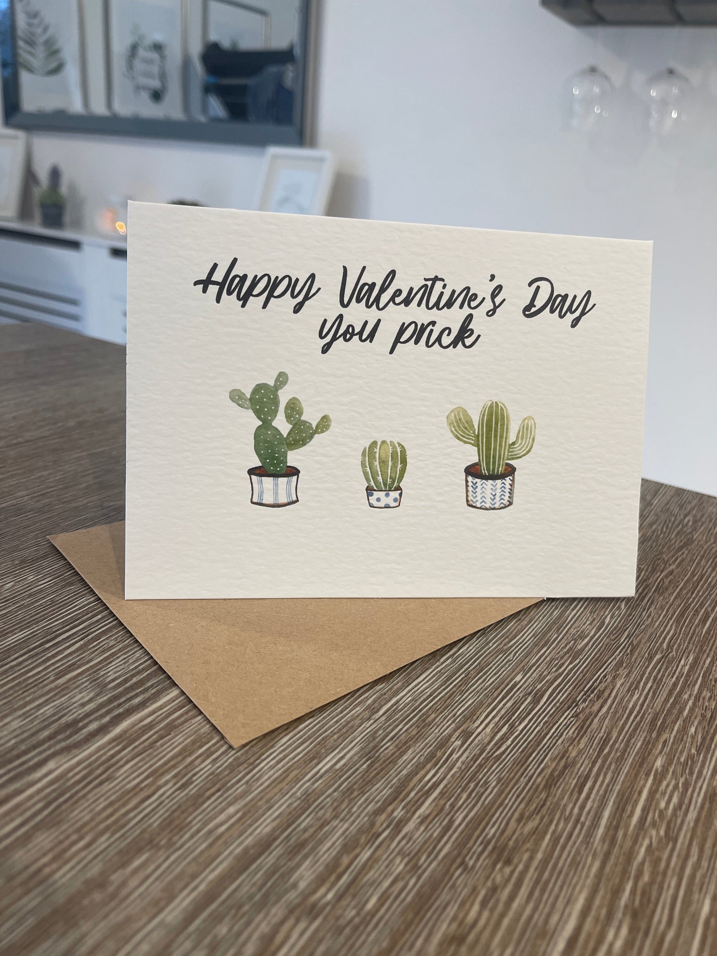 You Prick Cactus Valentines Day Funny Humorous Hammered Card & Envelope