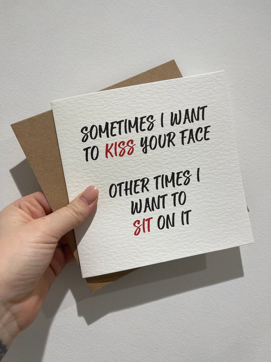 Sometimes I Want To Kiss Valentines Day Funny Humorous Hammered Card & Envelope