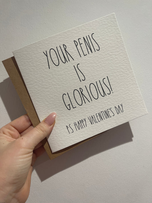 Your Penis is Glorious Valentines Day Funny Humorous Hammered Card & Envelope