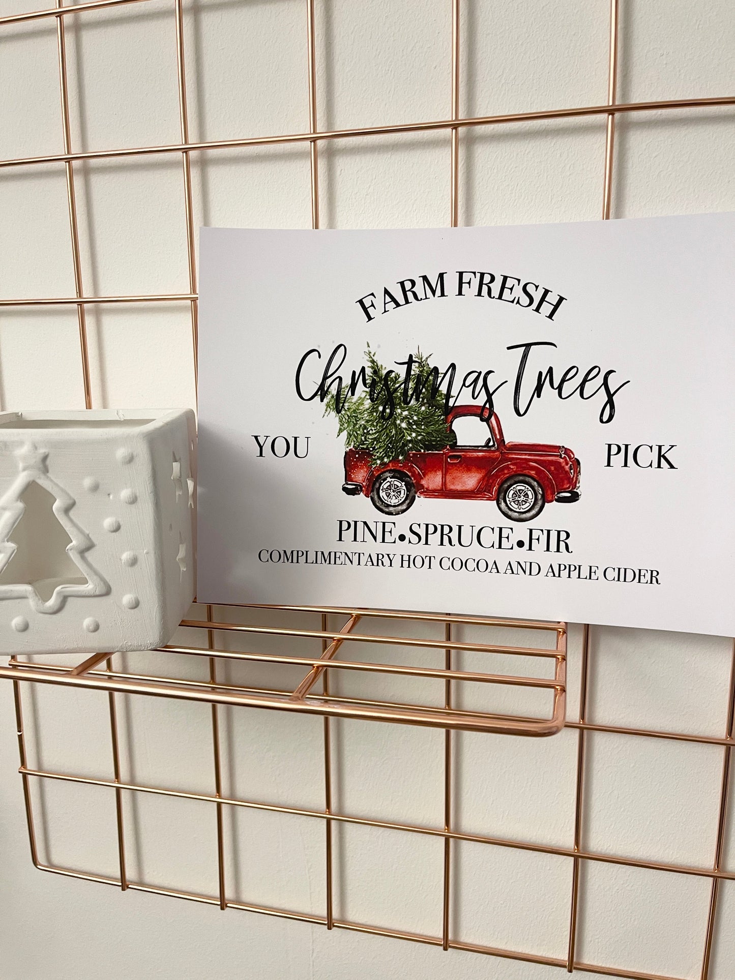 Farm Fresh Christmas Trees You Pick Red Truck Christmas Seasonal Wall Home Decor Print