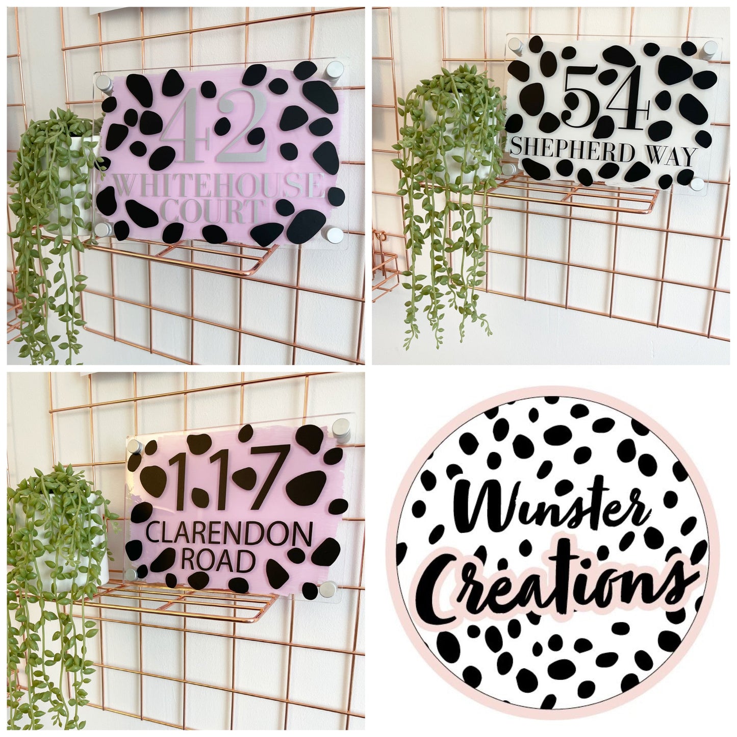 Dalmatian Design House Name/Number High Quality Acrylic Outdoor Or Inside Sign Including Fixtures & Standoffs - Assorted Colours & Fonts (See Images)