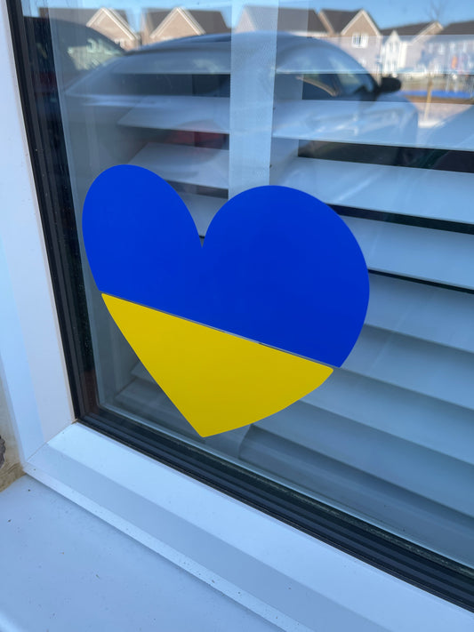 Ukraine Heart Flag Window Door Waterproof Sticker 170mm/17cm Label - Donation To Ukraine Humanitarian Appeal