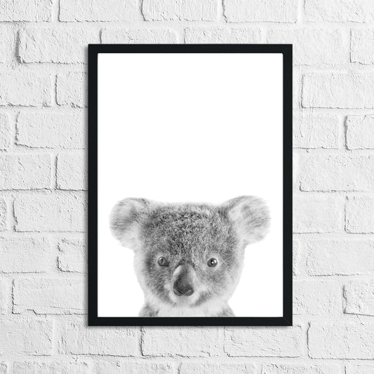 Koala Black & White Animal Nursery Children's Room Wall Decor Print