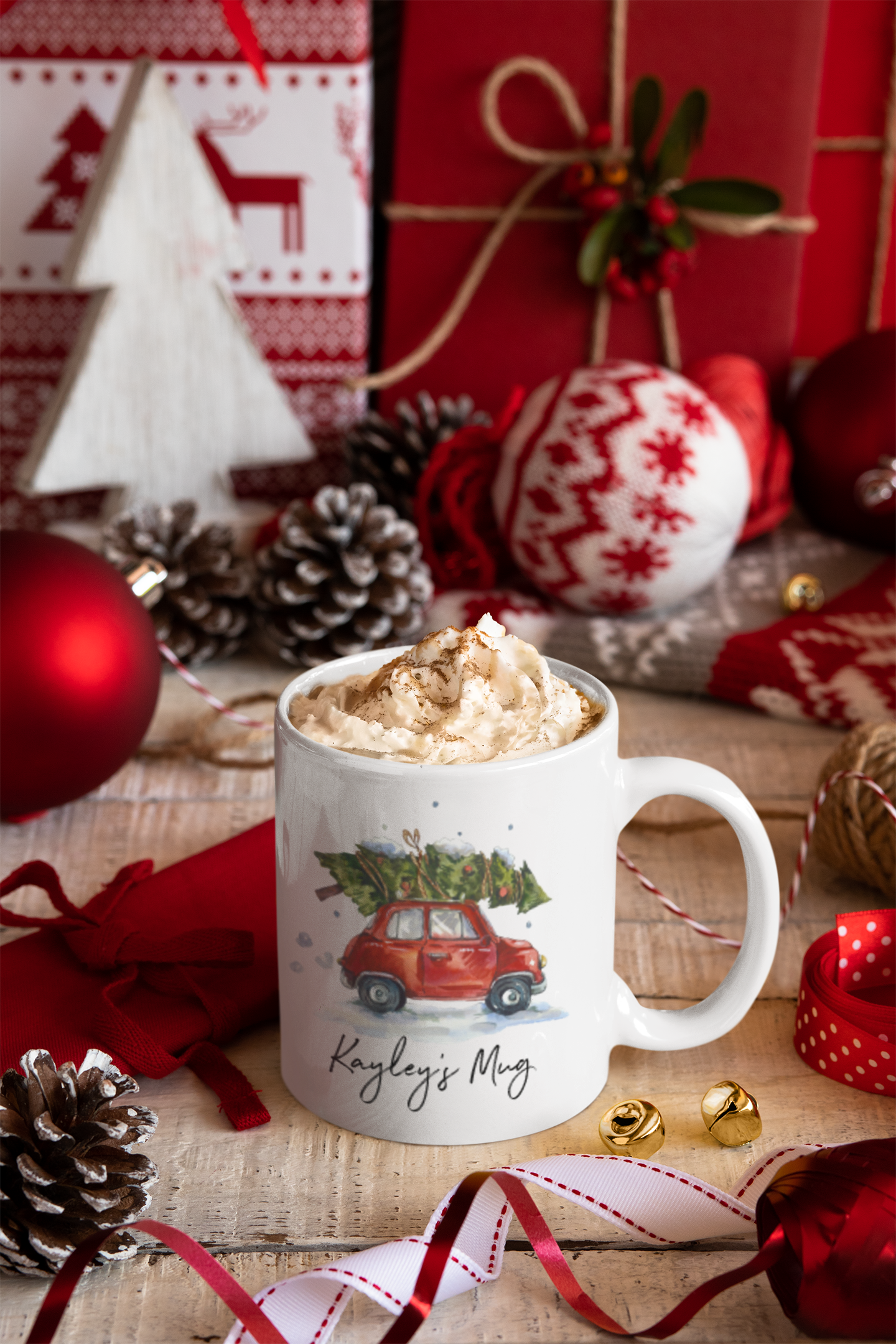 Personalised Wording Christmas Car Ceramic Mug