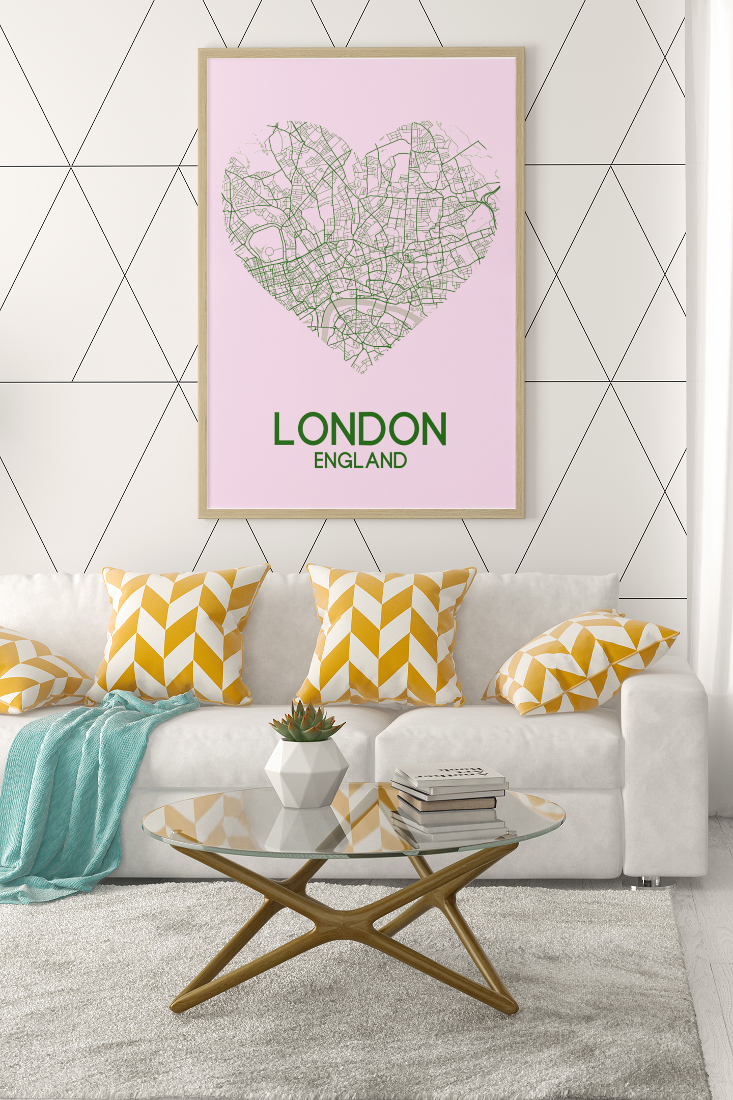 Love Heart Map Any City & Country Personalised 2022 Wall Decor Print with 10 New Styles